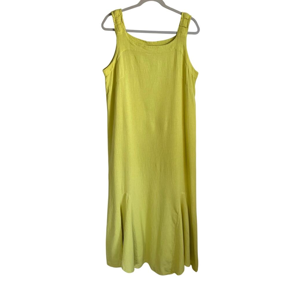 Oh My Gauze! Maxi Dress Sz L/XL Cotton Chartreuse Sleeveless Flowy Lagenlook